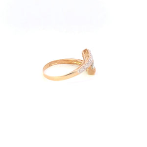10K Princess Aquamarine Diamond Vintage Bypass Ring Yellow Gold