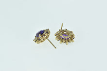 Load image into Gallery viewer, 14K Oval Amethyst Diamond Halo Oval Stud Earrings Yellow Gold