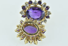 Load image into Gallery viewer, 14K Oval Amethyst Diamond Halo Oval Stud Earrings Yellow Gold