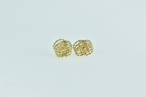 14K Rope Knot Interlocking Rings Circle Stud Earrings Yellow Gold