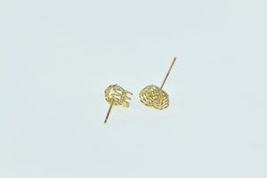 14K Rope Knot Interlocking Rings Circle Stud Earrings Yellow Gold