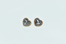 Load image into Gallery viewer, 14K Two Tone Pleated Heart Love Symbol Stud Earrings Yellow Gold