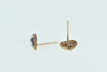 Load image into Gallery viewer, 14K Two Tone Pleated Heart Love Symbol Stud Earrings Yellow Gold