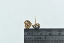 Load image into Gallery viewer, 14K Two Tone Pleated Heart Love Symbol Stud Earrings Yellow Gold