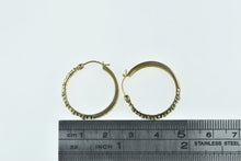 Load image into Gallery viewer, 14K 23.5mm Aquamarine Diamond Filigree Hoop Earrings Yellow Gold