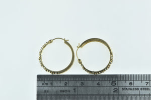 14K 23.5mm Aquamarine Diamond Filigree Hoop Earrings Yellow Gold