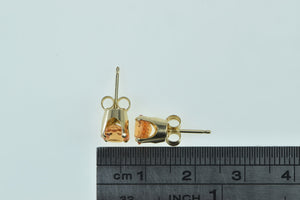 14K Round Citrine Solitaire Vintage Stud Earrings Yellow Gold