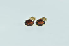Load image into Gallery viewer, 14K Oval Garnet Vintage Solitaire Classic Stud Earrings Yellow Gold