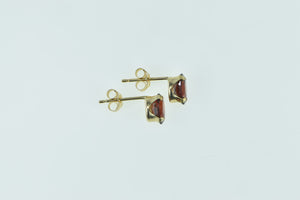 14K Oval Garnet Vintage Solitaire Classic Stud Earrings Yellow Gold