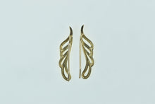 Load image into Gallery viewer, 14K Vintage Wavy Curvy Feather Leaf Dangle Earrings Yellow Gold