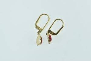 10K Enamel Lady Bug Vintage Dangle Earrings Yellow Gold