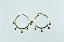 Load image into Gallery viewer, 14K Red Evil Eye Nazar Fringe 33.5mm Hoop Earrings Yellow Gold