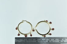 Load image into Gallery viewer, 14K Red Evil Eye Nazar Fringe 33.5mm Hoop Earrings Yellow Gold