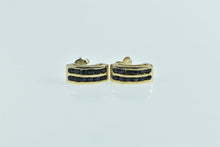 Load image into Gallery viewer, 10K Sapphire Inset Curved Bar Vintage Stud Earrings Yellow Gold