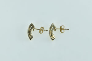 10K Sapphire Inset Curved Bar Vintage Stud Earrings Yellow Gold