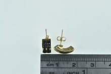 Load image into Gallery viewer, 10K Sapphire Inset Curved Bar Vintage Stud Earrings Yellow Gold