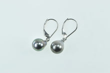 Load image into Gallery viewer, 14K 9.4mm Vintage Pearl Diamond Dangle Earrings White Gold