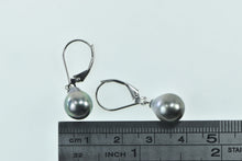 Load image into Gallery viewer, 14K 9.4mm Vintage Pearl Diamond Dangle Earrings White Gold