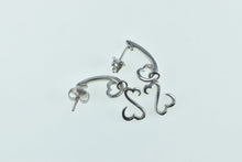 Load image into Gallery viewer, 14K Curvy Heart Love Symbol Vintage Dangle Earrings White Gold
