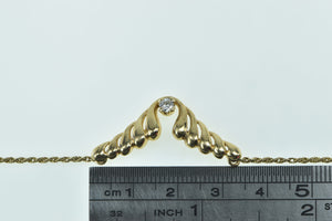 14K 0.14 Ct Diamond Curved Freeform Rope Chain Necklace 17.5" Yellow Gold