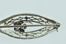 Load image into Gallery viewer, 14K Art Deco Flower Enamel Vintage Filigree Pin/Brooch White Gold