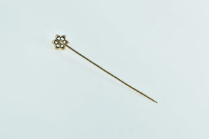 14K 0.11 Ct Old European Cut Diamond Flower Stick Pin Yellow Gold