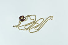Load image into Gallery viewer, 14K Ornate Garnet Flower Vintage Diamond Chain Necklace 17.5&quot; Yellow Gold