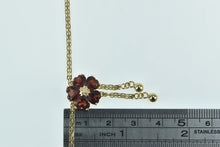 Load image into Gallery viewer, 14K Ornate Garnet Flower Vintage Diamond Chain Necklace 17.5&quot; Yellow Gold