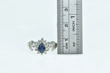 Load image into Gallery viewer, 14K Pear Sapphire Diamond Halo Engagement Ring White Gold