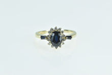 Load image into Gallery viewer, 14K Oval Sapphire Diamond Halo Engagement Ring Yellow Gold