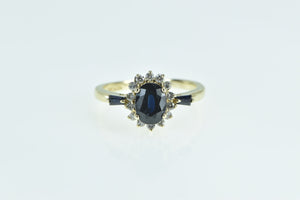 14K Oval Sapphire Diamond Halo Engagement Ring Yellow Gold