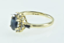 Load image into Gallery viewer, 14K Oval Sapphire Diamond Halo Engagement Ring Yellow Gold