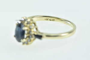 14K Oval Sapphire Diamond Halo Engagement Ring Yellow Gold