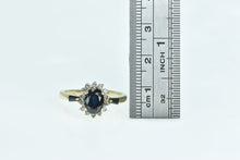 Load image into Gallery viewer, 14K Oval Sapphire Diamond Halo Engagement Ring Yellow Gold