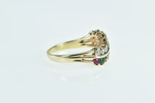 Load image into Gallery viewer, 14K Diamond Ruby Emerald Wavy Band Ring Yellow Gold