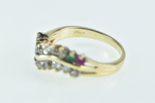 Load image into Gallery viewer, 14K Diamond Ruby Emerald Wavy Band Ring Yellow Gold