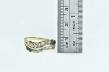 Load image into Gallery viewer, 14K Diamond Ruby Emerald Wavy Band Ring Yellow Gold