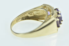 Load image into Gallery viewer, 14K Emerald Cut Amethyst Vintage Diamond Band Ring Yellow Gold