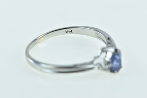 14K Pear Tanzanite Diamond Cluster Vintage Ring White Gold