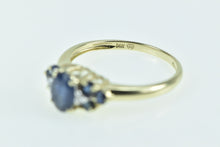 Load image into Gallery viewer, 14K Oval Sapphire Diamond Vintage Statement Ring Yellow Gold