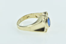 Load image into Gallery viewer, 14K Oval Sapphire Diamond Curved X Statement Ring Yellow Gold