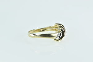 14K Princess Ruby Curved Diamond Statement Ring Yellow Gold