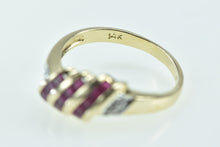 Load image into Gallery viewer, 14K Princess Ruby Curved Diamond Statement Ring Yellow Gold