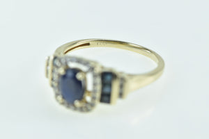 14K Oval Sapphire Diamond Halo Engagement Ring Yellow Gold