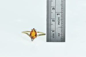 14K Pear Citrine Diamond Accent Chevron Ring Yellow Gold