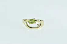 Load image into Gallery viewer, 14K Oval Peridot Diamond Accent Curved Loop Ring Yellow Gold