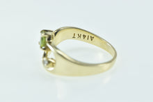 Load image into Gallery viewer, 14K Oval Peridot Diamond Accent Curved Loop Ring Yellow Gold
