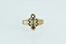 Load image into Gallery viewer, 14K Victorian Ornate Ruby Diamond Statement Ring Yellow Gold