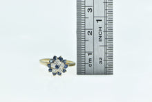 Load image into Gallery viewer, 14K Round Sapphire Diamond Halo Cluster Vintage Ring Yellow Gold