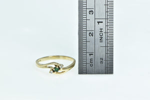 14K Emerald Diamond Vintage Bypass Classic Ring Yellow Gold